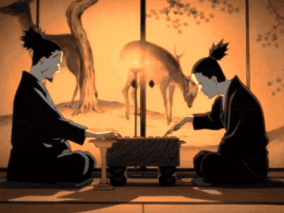 Extrait de Naruto Shippuden avec Shikamaru jouant au shogi avec son père