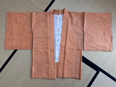 Haori en soie seconde main - shibori orange